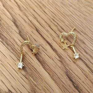 Gold Heart and Star Earrings